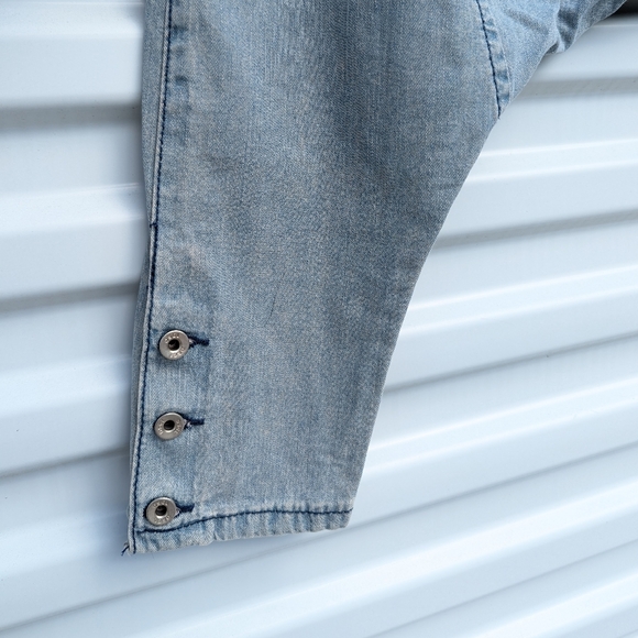 Outcasts Low Waist Drop Crotch Harem Denim Jeans - Beach Club Stripe